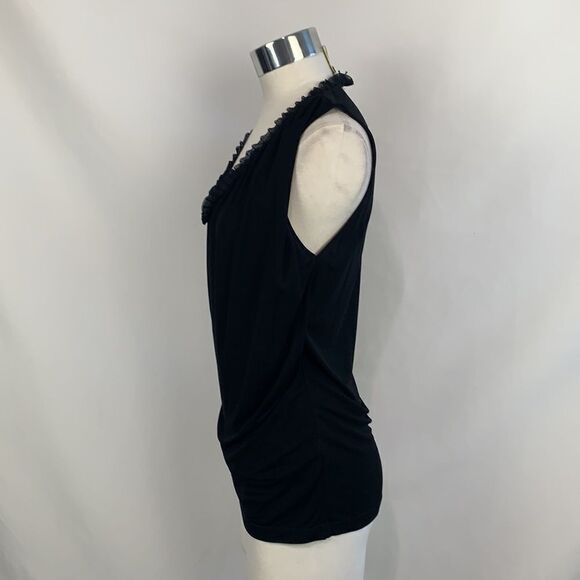 Fuzzi black mesh drape neck tank top - Picture 4 of 7